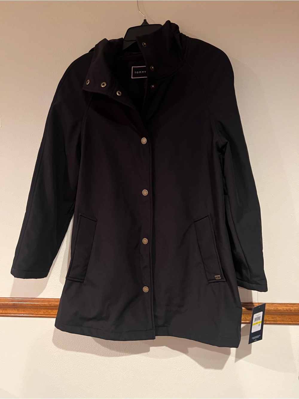 Tommy Hilfiger Black Women's Hooded Trench Coat